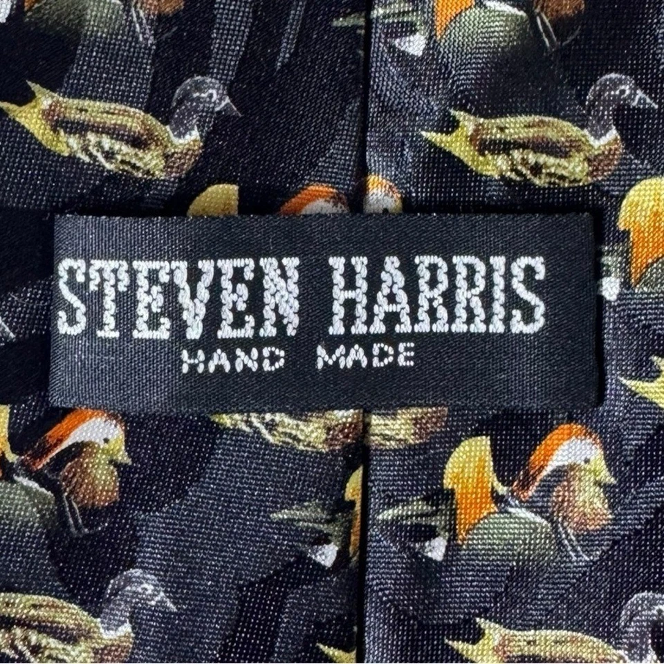 Mens Tie Ducks Animal Print Quiet Luxury Handmade Old Money Formal Vintage - Image 4 of 4