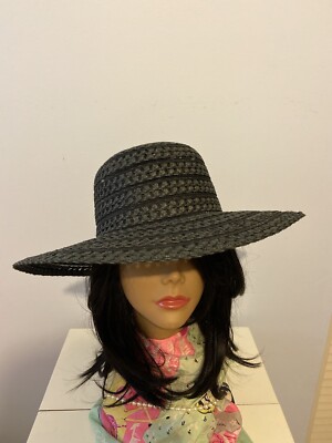 Target Straw/mesh Wide Brim Black Hat One Size NWOT