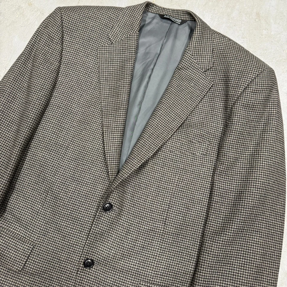 Samuelsohn Wool Cashmere Blazer Houndstooth Sport Coat Brown 41R - Image 2 of 4