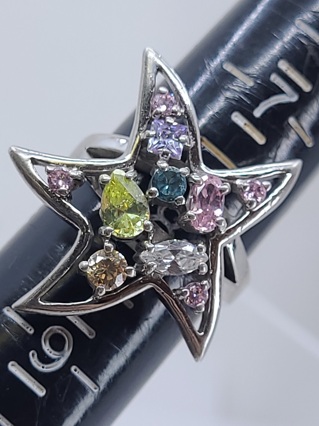 Large Star Statement Sterling Silver 925 Multi-Ge… - image 8