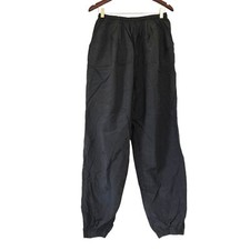 Vtg Y2K Nike Track Pants Mens Size L Windbreaker Black Swoosh Pockets Ankle Zip