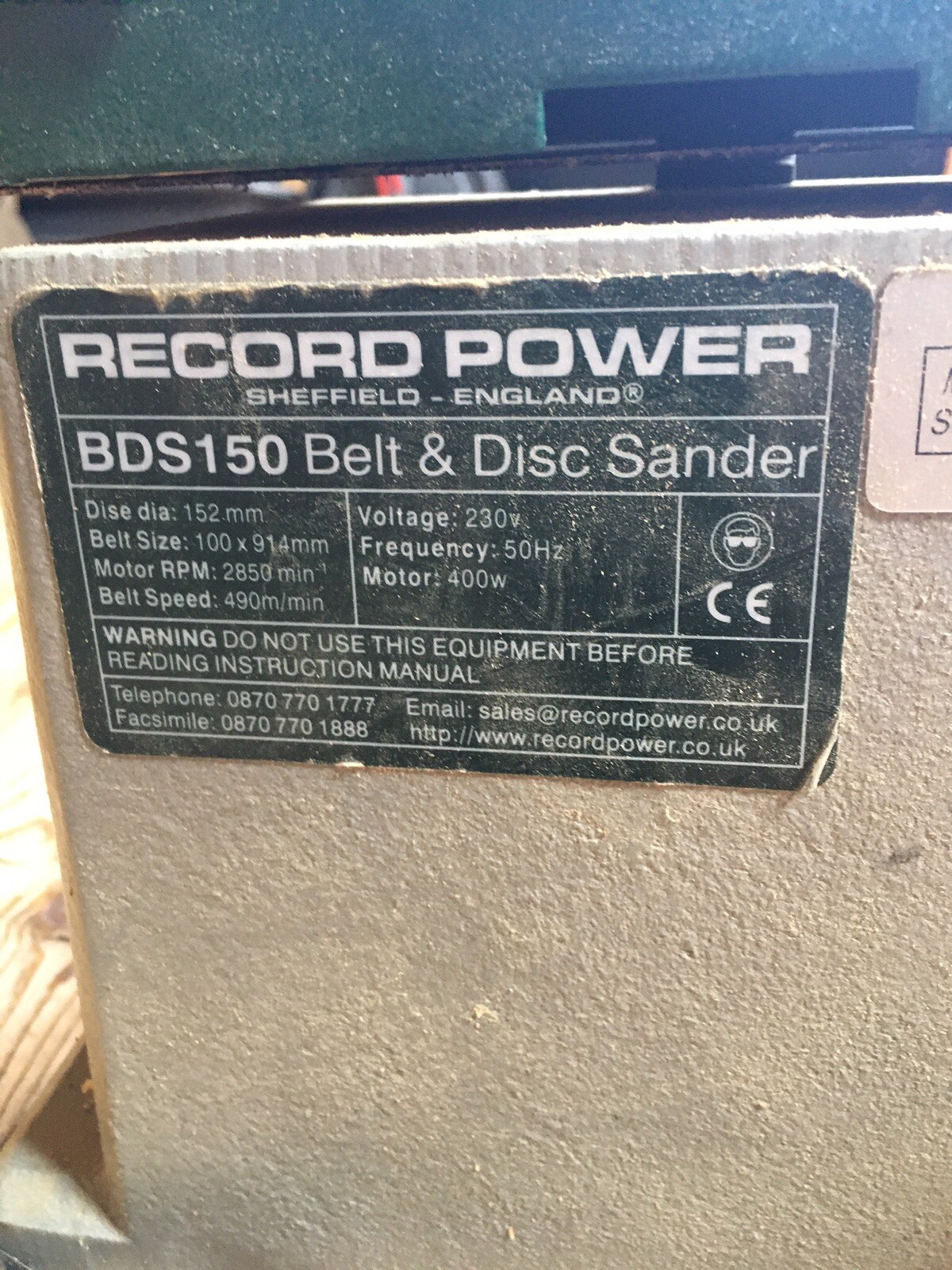 Record Power BDS150 Belt And disc Sander eBay