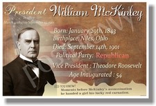 Presidential Series - U.S. President William McKinley NEW Classroom POSTER