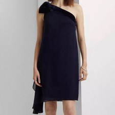 Sale! $175 Lauren Ralph Lauren Chiffon Velvet One Shoulder Mini Dress Size 0