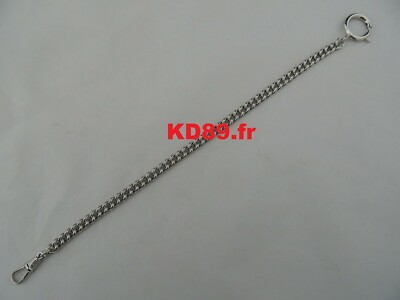 Chaîne De Montre De Poche Argentée Maille Ronde - Longueur 25 Cm, Diamètre 8 Mm - Neuf Avec étiquette