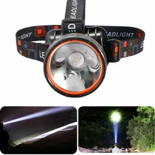Super Bright LED Headlamp Light Waterproof Rechargeable Headlight 2 Modes 5000LM