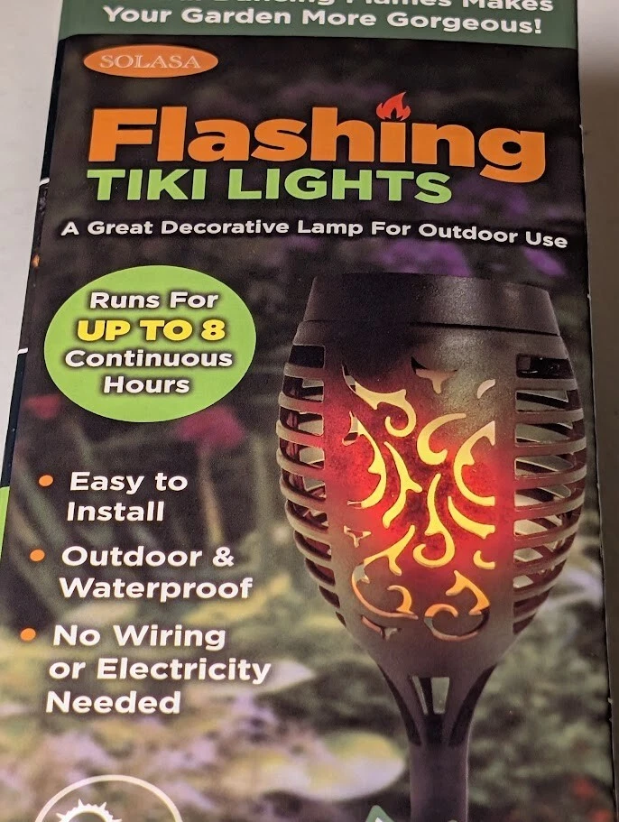 Solasa Flashing Tiki Lights Solar LED Outdoor Waterproof Distressed Box - Image 2 of 4