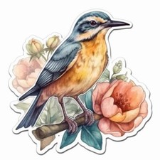 North Dakota Western Meadowlark bird Wild Prairie Rose flower Vinyl Decal Stick