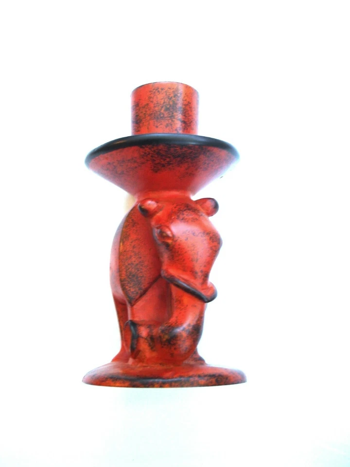 Elephant Shaped Single Chunky Candle Holder Hand-Carved Painted 10 Inches High - Image 4 of 4