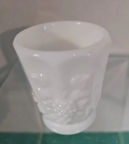 Vintage Westmoreland Paneled Grape Toothpick Holder White Milk Glass 2 1/2  Inch
