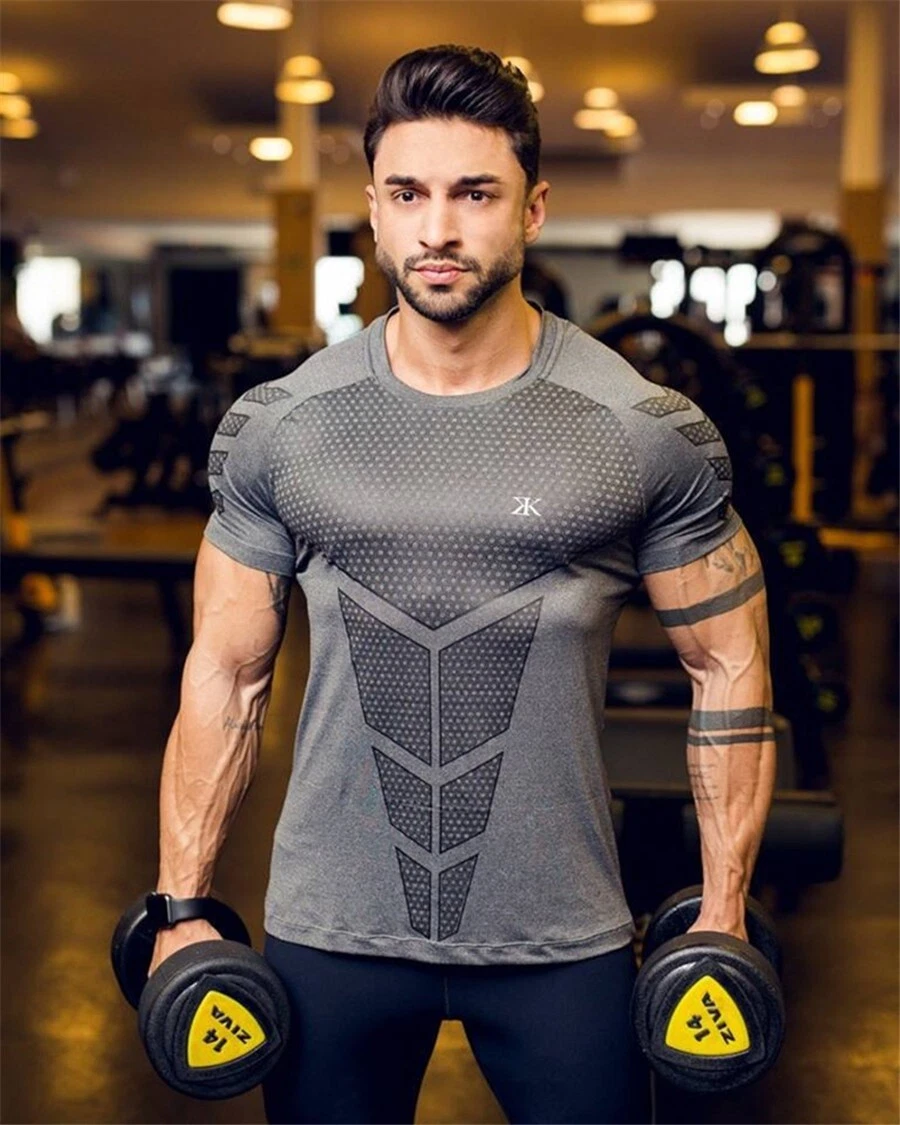 T-shirt Men Compression Quick Dry Sports Shirts Running Gym Fitness Workout  Tops