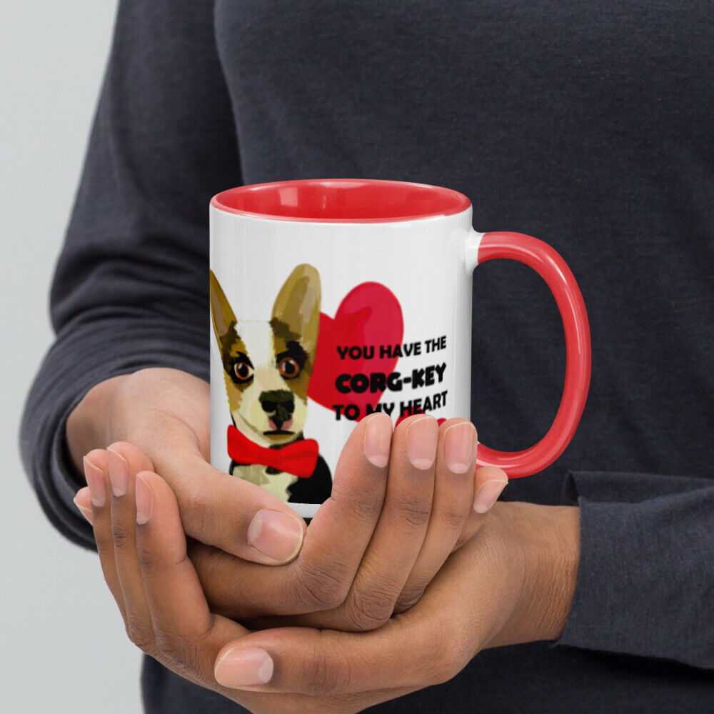 Corg-Key to My Heart Coffee Mug - Funny Dog Valentines Day Gift -  Anniversary | eBay
