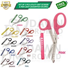 2 pcs EMT First Responder 7.5" Shear Scissor & Penlight Medical ENT Holiday Gift