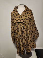 Women's Medium Marlawynne Gold & Black Abstract High Collar Kimono Jacket