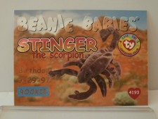 TY Beanie Babies BBOC Card - Series 1 Retired Red Stinger the scorpion