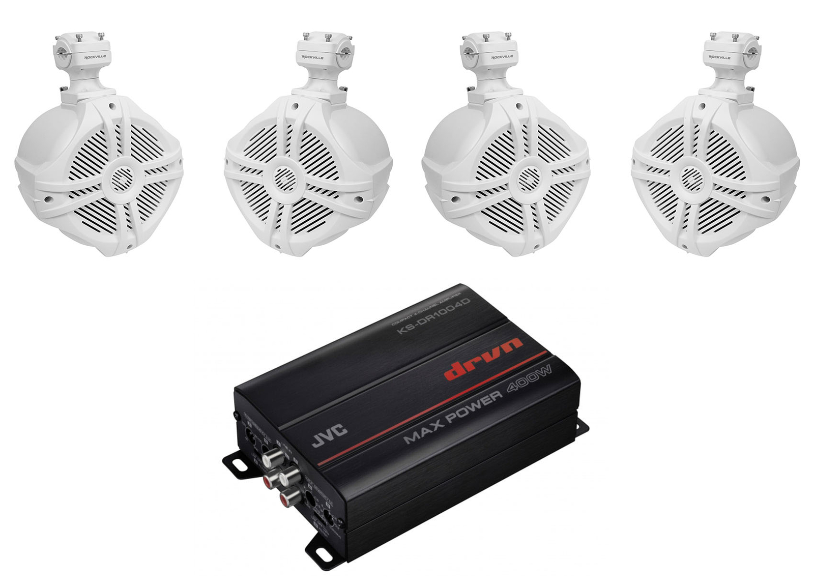 4-канальный морской усилитель JVC KS-DR1004D4 белые 65-дюймовые колонки для вейкборда 45890₽