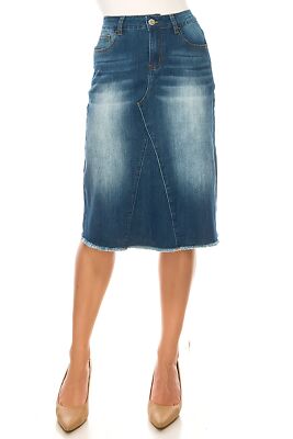 Women's Juniors/Plus Size Middle - Length Stretch Denim A-Line Skirt