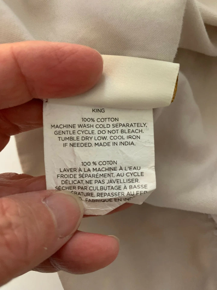 KATE SPADE Beige 100% Algodón Bordado Dobladillo KING Funda Almohada Foto 4 de 4