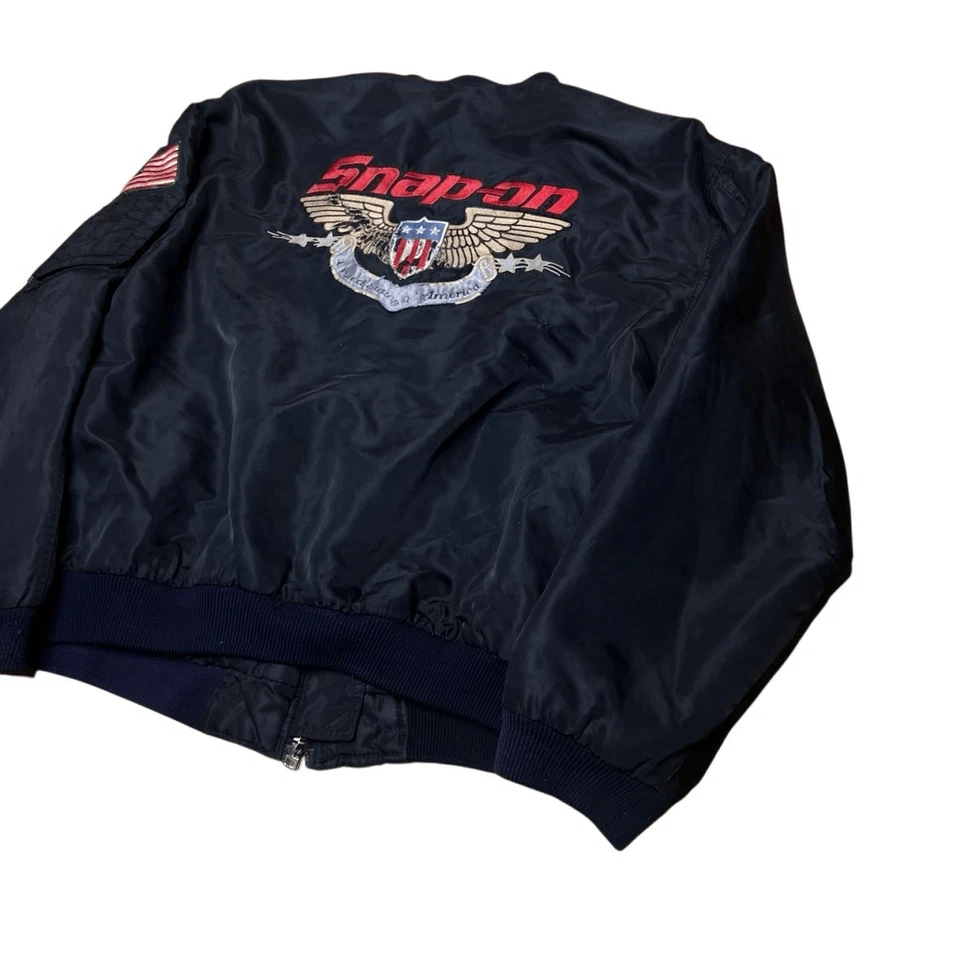Vintage 80s Snap On Satin Bomber Jacket Large Made In Korea Large - Image 2 of 4