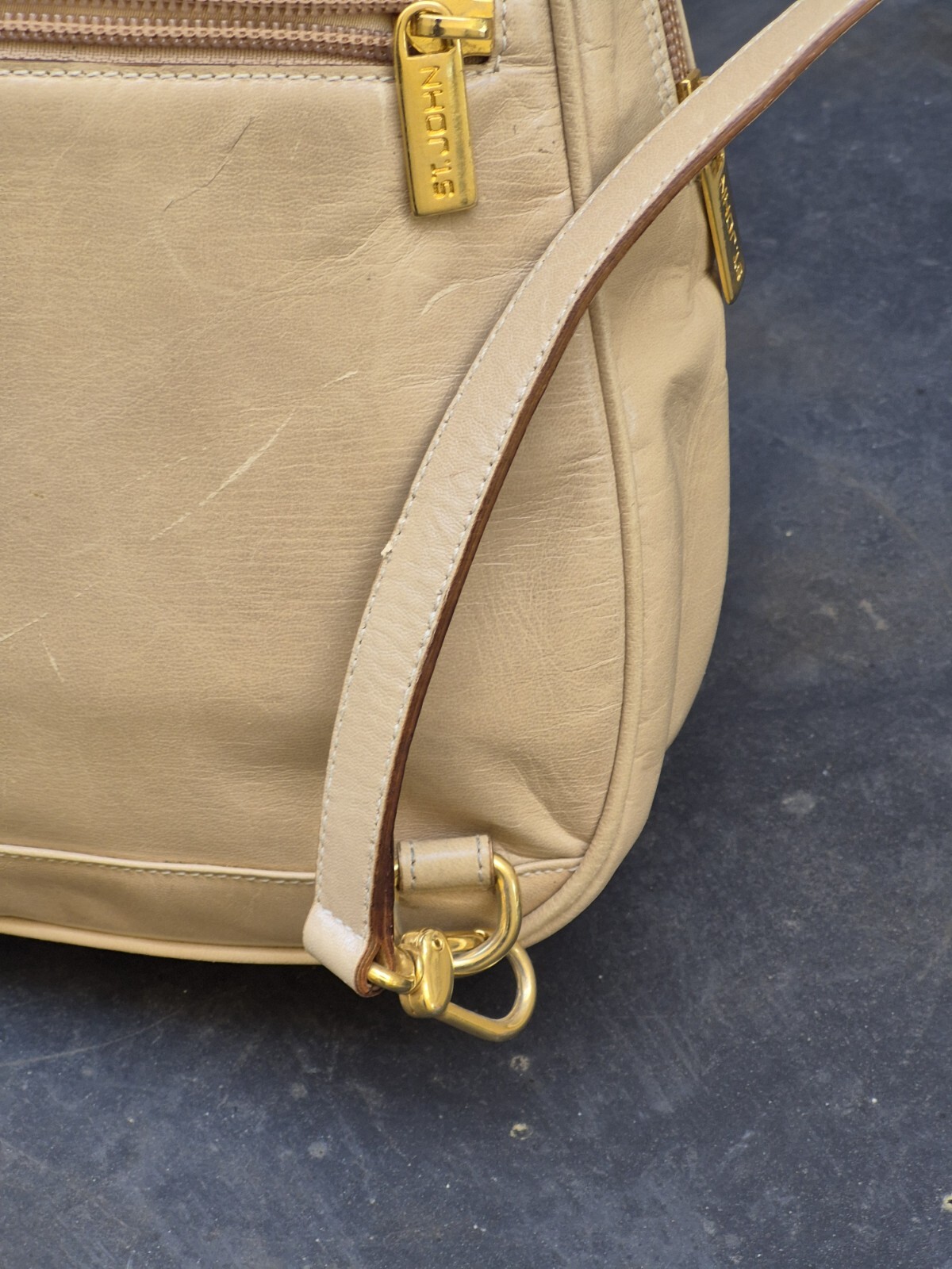 Vintage RARE St John's Beige Suede Leather Boho Chic Women's Backpack image 10
