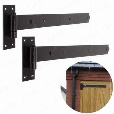 2x Straight Flat Hook Band Hinges 600mm 24 Large Garage Stable