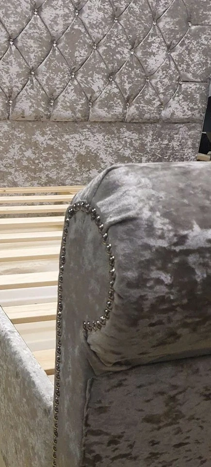 KINGSIZE BED CRUSHED VELVET+MATTERESS RRP£599 now @£350 - Image 2 of 4