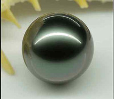 Huge 16mm Natural south sea genuine dark black round loose pearl undrilled 6288