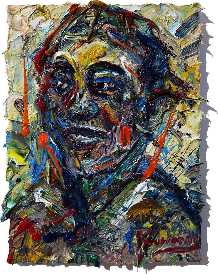 ABSTRACT IMPASTO EXPRESSIONISM POP ORIGINAL OIL PAINTING ART SIGNED PORTRAIT NR - Image 2 of 4