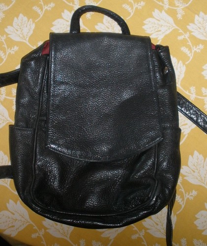 genuine black leather backpack