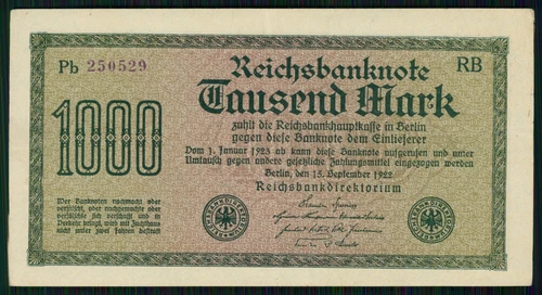 11x - Old Reichsbanknote 1000 Mark - German Reich - 1922