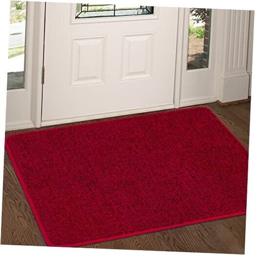 Indoor Doormat, Super Absorbs Mud Mat, 24'' x 35'' Red and Black Mixed
