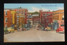 1940s State Street Old Cas Stores Hillside Dye House Maine Fur Co. Bangor ME PC