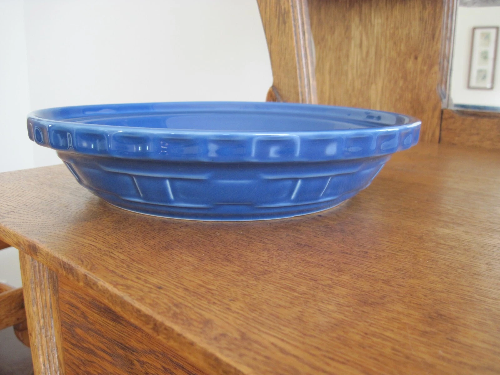 Longaberger Woven Traditions Cornflower Blue 10" Pie Baking Dish USA