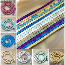 Hematite Gemstone Square Cube  Beads 16'' 2mm 3mm 4mm 6mm Healing Smooth & Matte