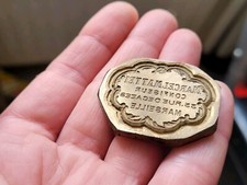 Ancien tampon d'impression matrice publicitaire Confiseur Marseille bronze