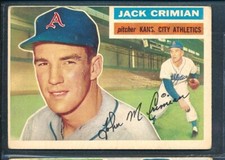 1956 Topps #319 JACK CRIMIAN Kansas City Athletics RC ~ VG+
