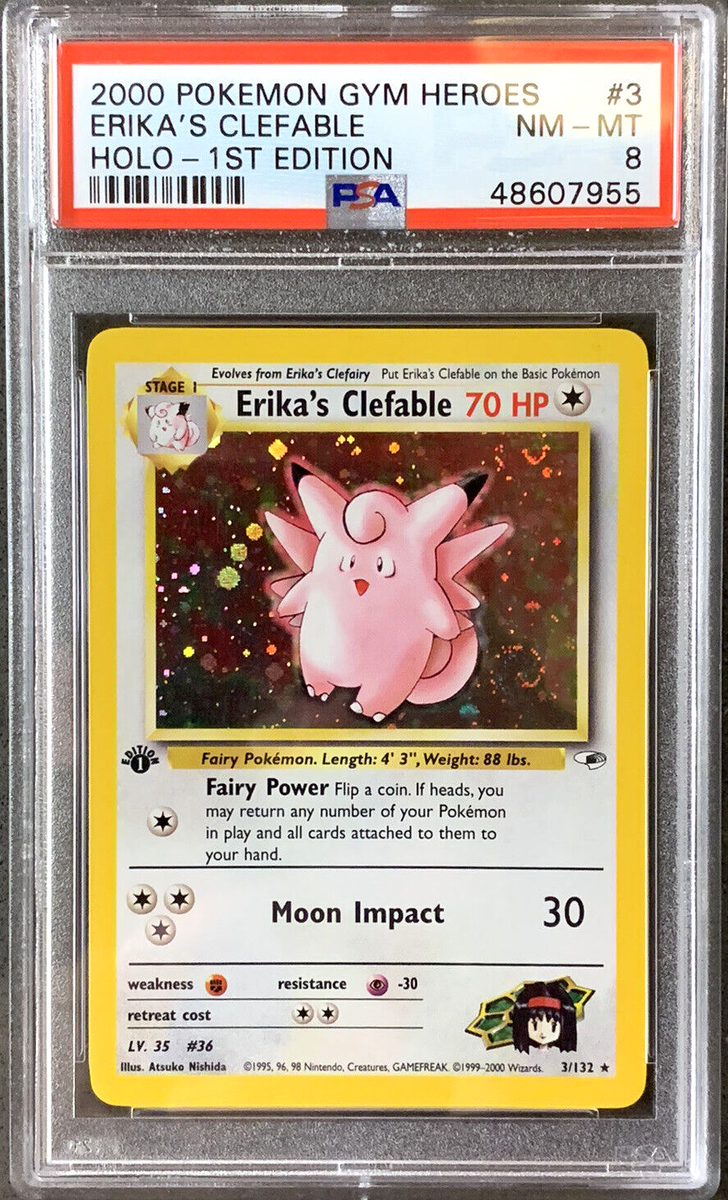 【PSA鑑定済 8】ポケモンカード　英語版　1st edition　エレブー ★ Pokémon Card 1st Ed. Erika's Clefable PSA 8 NM-Mint Gym Heroes 3