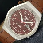 VINTAGE SEIKO 5 AUTOMATIC 7009A JAPAN MENS MAROON COLOR DIAL WATCH a702350-1