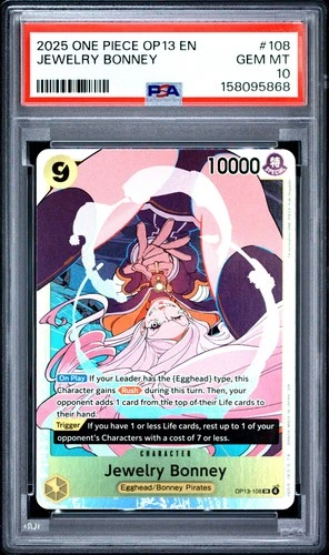 2025 ONE PIECE OP13-CARRYING ON HIS WILL #108 JEWELRY BONNEY PSA 10