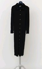 Asos Black Collared Maxi Dress Button Down Long Sleeve Dress Women Size 2