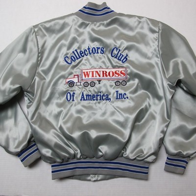 Vintage Winross Collectors Club Satin Jacket Mens XL Gray 80s Diecast Embroider