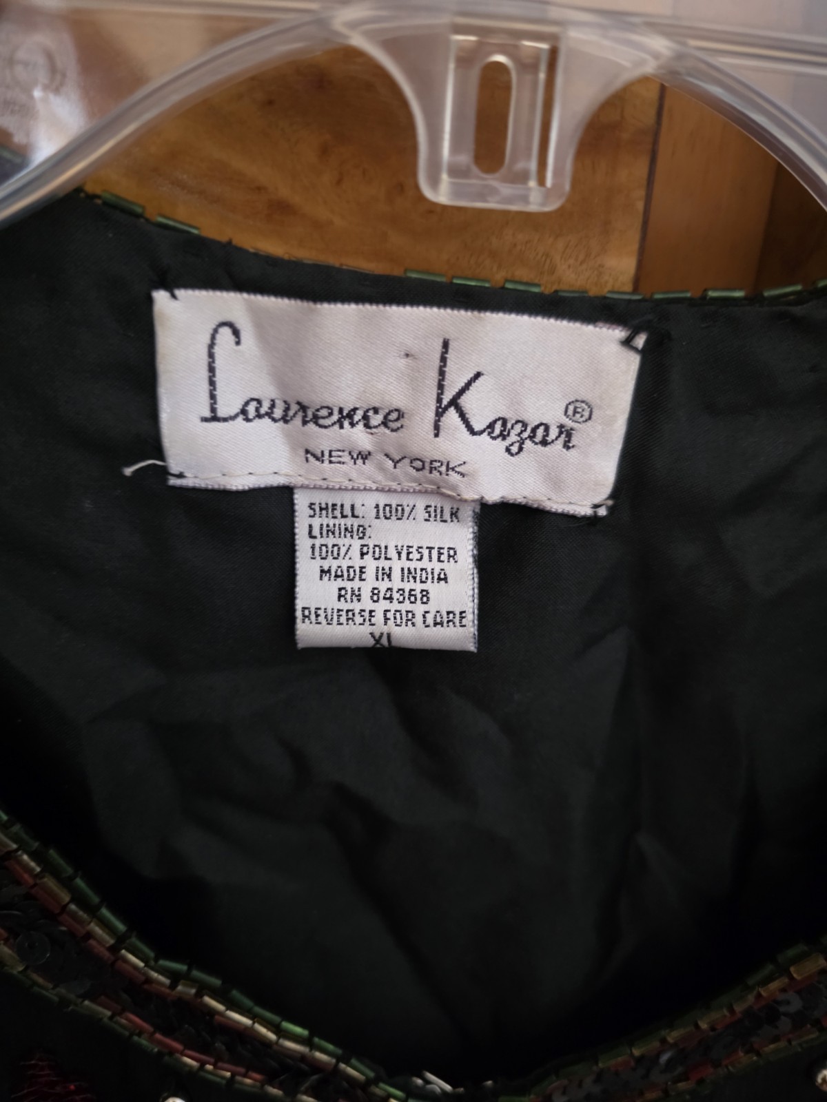 LAWRENCE KAZAR SILK & BEADED POINTSETTIA JACKET ~ XL