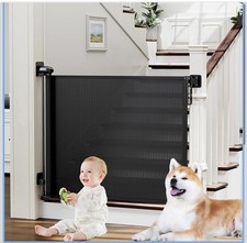 33 x55 Inch Retractable Black Mesh Baby Gate