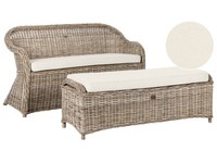 2.5-Sitzer Gartensofa Mit Ottomane Rattan Naturfarben Auflagen Beige Boho Susua
