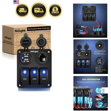 3 Gang Rocker Switch Panel Waterproof Pre-Wired Aluminum Switch Panel with Du...