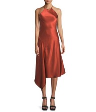Alexis Womens Draped Midi Dress, Orange, Medium