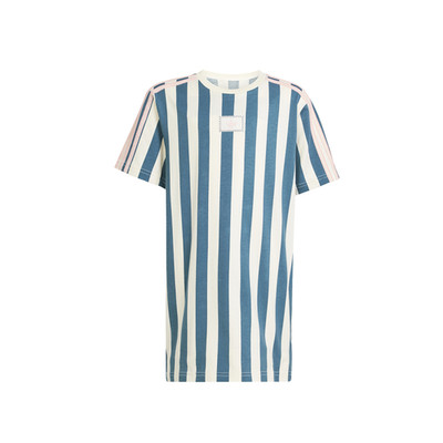 adidas Summer Glow Striped T-Shirt Dress Toddler Girls Green, White Casual KC345