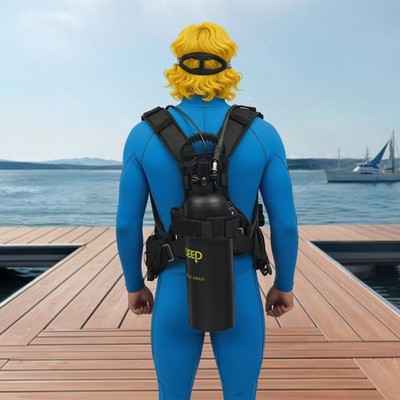 4L Black Scuba Tank Diving Equipment With Adjustable Straps And Diving Mask