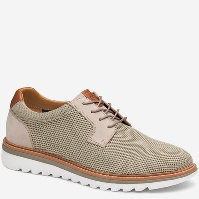 Johnston & Murphy Braydon Knit Plain Toe Oxfords Shoes Mens 9.5 Taupe $139 NEW