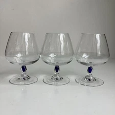 (3) Cristal d'Arques Courvoisier Venise Saphir Teardrop Cognac Crystal Snifters